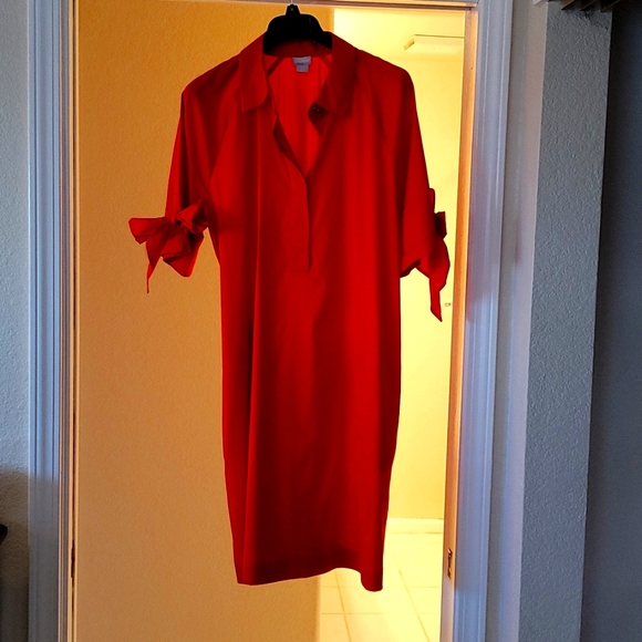 Chico's Dresses Chicos Midi Dress With Vneck And Grommet Bow